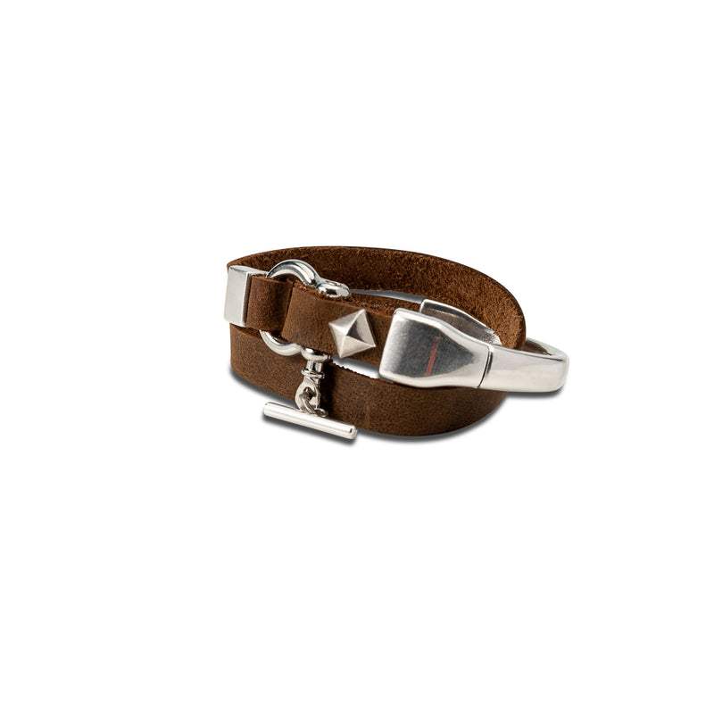 Leather and metal wrap bracelet (BR-425)