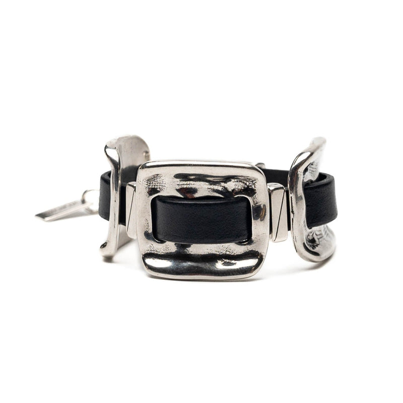 Strong metal and soft leather cuff bracelet (BR-446, BR-447)