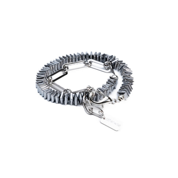 Wrap silver hematite bracelet (BR-470)