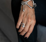 Sterling silver plated ring in strong geometric lines