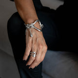 Sterling silver plated ring in strong geometric lines