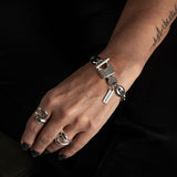 Sterling silver plated ring in strong geometric lines