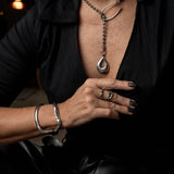 Classy stainless steel chain necklace with drop pendant, Elegant ball chain and hook necklace
