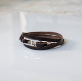 Simple leather wrap bracelet for men with zamak buckle
