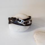 Simple leather wrap bracelet for men with zamak buckle