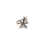 Adjustable silver plated starfish toe ring, featuring a textured design, ideal for summer and beach wear.