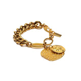 The 'Chunky Gold Buckle' Stainless Steel Necklace & Bracelet Set, Bold, Heavy-Chain Mixed-Media Statement Jewelry
