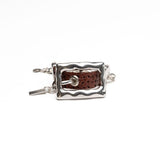 Bold belt buckle necklace and bracelet set, Chunky metal and brown leather jewelry, Unique Punk Buckle Choker and cuff
