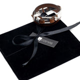 Triple brown leather and metal wrap bracelet with buckle and magnetic closure for your everyday look. Unisex edgy cuff