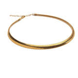 Chunky Gold metal chokers, oversized ball chain and bar chokers with hammered loop pendant in uno de 50 style
