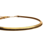 Chunky Gold metal chokers, oversized ball chain and bar chokers with hammered loop pendant in uno de 50 style