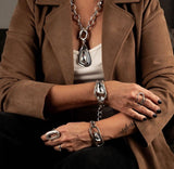 Statement Swarovski crystal necklace and bracelets, standout unique jewelry set with clear Austrian crystals