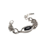 Large Black Murano Glass & Oval Metal Statement Bracelet