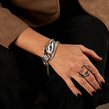 Statement Swarovski crystal necklace and bracelets, standout unique jewelry set with clear Austrian crystals