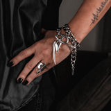Statement stainless steel chain wrap bracelet with oversized pendant teeth