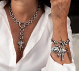 Elephant Head Pendant Necklace & Bracelet Jewelry Set