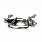 Chunky Statement Jewelry set, Silver chain Necklace and Bracelet set with large metal organic design
