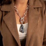 Statement Lavender Swarovski crystal necklace and bracelet, standout unique jewelry set with Austrian crystals