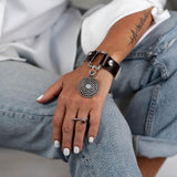 Brown Leather Horsebit Cuff