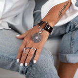 Brown Leather Horsebit Cuff