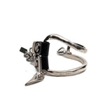 Striking metal and leather bracelet, unisex edgy and unique jewelry