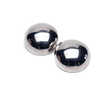 Oversized dome stud earrings in polished zinc alloy with a reflective metallic finish, measuring 4 cm round.