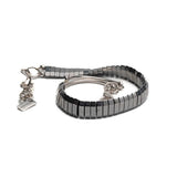 Multi-strand wrap bracelet featuring polished hematite beads in gunmetal, accented with silver-tone hardware.