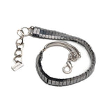 Multi-strand hematite gemstone wrap bracelet featuring polished beads and silver-tone hardware, adjustable with extension chain.