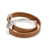 Soft Leather Wrap Bracelet, Zamak Magnetic Clasp, Light Brown Everyday Jewelry