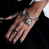 Chunky cuban link chain bracelet with statement pendant and coin, edgy bracelet, standout otherwise piece!