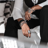 Chunky cuban link chain bracelet with statement pendant and coin, edgy bracelet, standout otherwise piece!