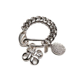Chunky cuban link chain bracelet with statement pendant and coin, edgy bracelet, standout otherwise piece!
