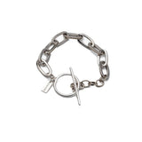 Bold chunky silver chain anklet with a t-clasp, featuring a mix of link sizes for an edgy, contemporary look.