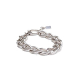 Silver chunky Cuban link anklet with a heavy design and lobster clasp, featuring an adjustable chain for a custom fit.