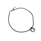 Men's leather and metal layered necklaces, silver shackle necklace, men's jewelry, leather cord necklace, fathers day gift, gift for him