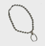 Chunky silver metal chokers, oversized ball chain and bar chokers with hammered loop pendant, uno de 50 style necklaces