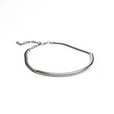 Chunky silver metal chokers, oversized ball chain and bar chokers with hammered loop pendant, uno de 50 style necklaces