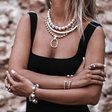 Chunky silver metal chokers, oversized ball chain and bar chokers with hammered loop pendant, uno de 50 style necklaces