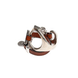 Unique double wrap bracelet in unode50 style, metal and leather cuff with stainless steel chain for a sharp and chic look. a standout piece!