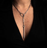Bar-minimalist stainless steel paperclip chain necklace