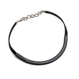 Edgy layered Semi precious gemstone choker and Metal tube chokers in gun metal color, Black necklace set for your everyday standout look