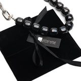 Edgy layered Semi precious gemstone choker and Metal tube chokers in gun metal color, Black necklace set for your everyday standout look