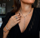 Bar-minimalist stainless steel paperclip chain necklace