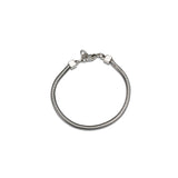 Silver snake chain anklet with a sleek, flexible design, featuring a lobster clasp and square metal accents.