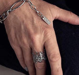 Ring with irregular vertical bars silver plated, adjustable stainless steel ring, geometric rods, gift for special occasions