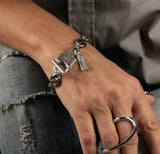 Chunky Stainless steel anchor chain and padlock bracelet