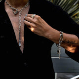 Silver Link Necklace Bracelet Set