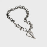 Chunky Stainless Steel Love Heart Statement Necklace
