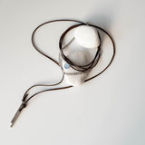 Wrap leather choker necklace with brass chain