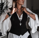 Long chunky hearts necklace with ball chain, punk rock necklace, edgy statement jewelry for romance love gift